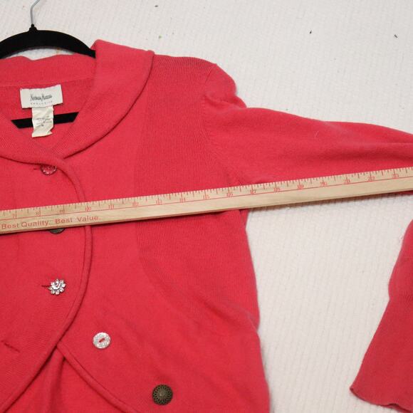 Vintage Neiman Marcus Angora/Cotton Crop cardigan fun buttons size M - Picture 5 of 7